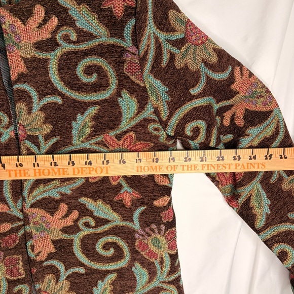 RFA Classics Tapestry Jacket Size 10 Floral Pattern Brocade Brown Teal Pink Coat - Picture 8 of 9